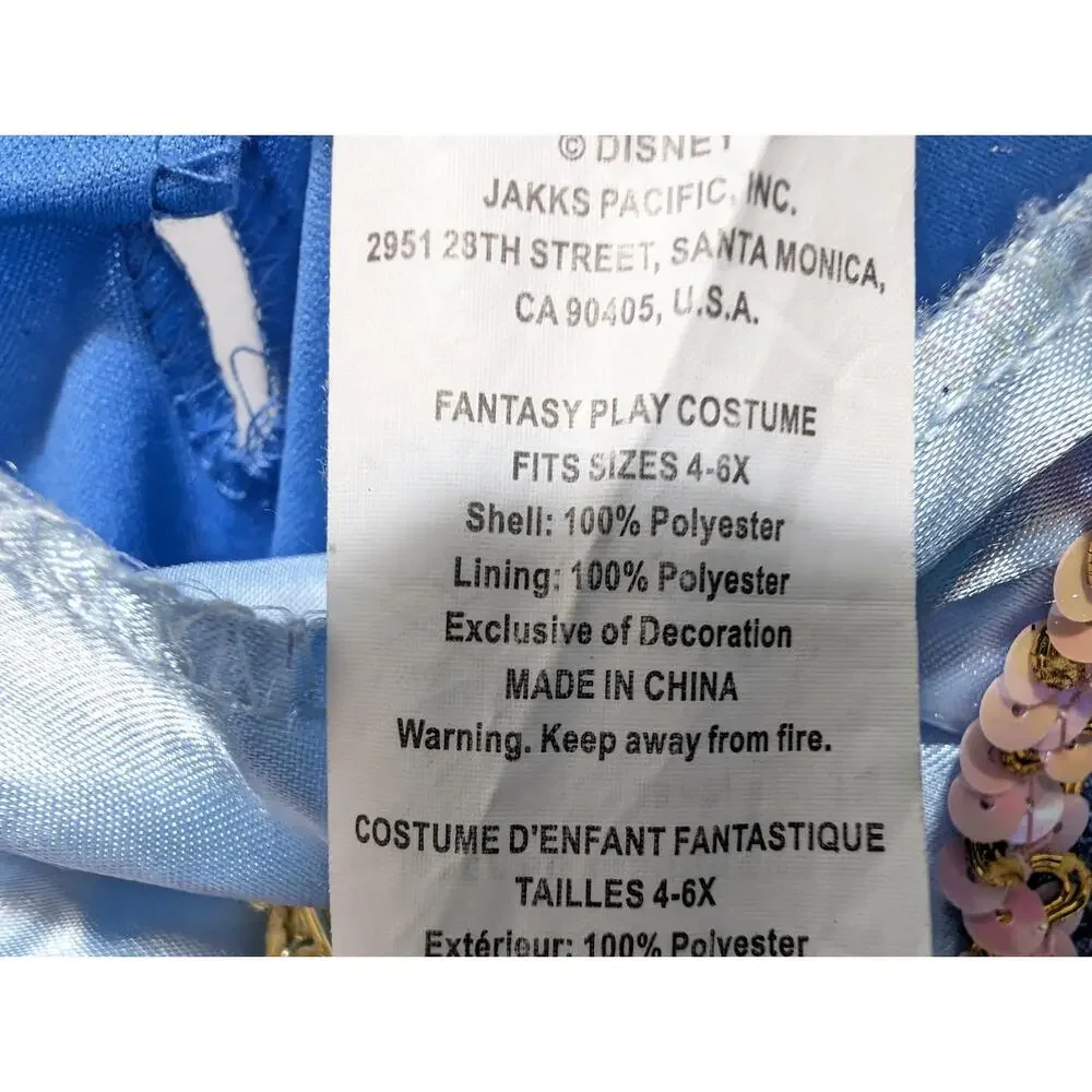 Disney Princess Cinderella Dress Up Halloween Costume Blue Girls Size 4-6x - Picture 6 of 7